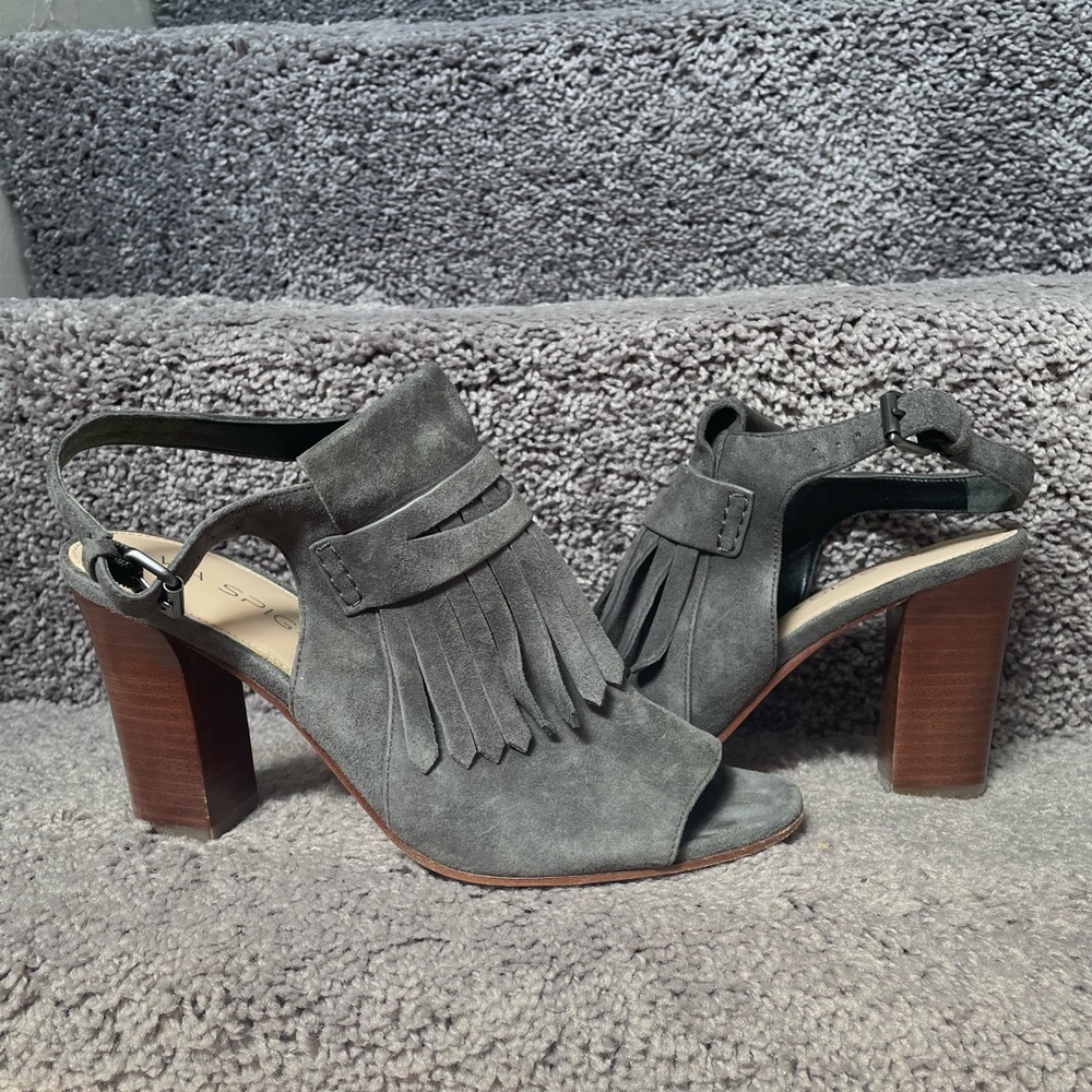 ❌ sold / SPIGA slingback suede heels - Picture 1 of 3